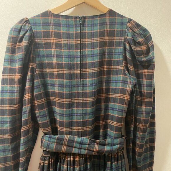 Vintage Laura Ashley Tartan Dress Size 6 Belted VGC - Picture 9 of 12